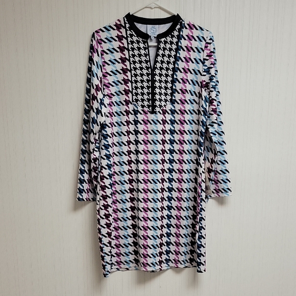 Tracy Negoshian, women's Black and White Houndstooth Brenda Dress Medium NWT - Picture 1 of 7